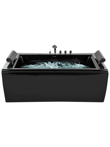 Beliani Whirlpool Badewannen MONTEGO in Schwarz/Silber - (W) 83 x (H) 86 x (L) 172 cm