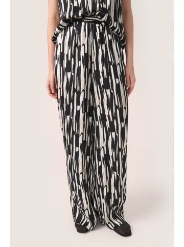 Soaked in Luxury Casual Hose SLAnnelena Lockere Passform in Black Stroke Print
