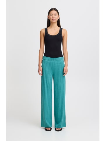 ICHI IHRUTI WIDE PA16 straight fit in Green-Blue Slate Stripe