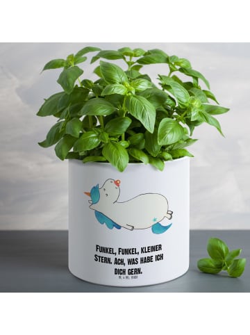 Mr. & Mrs. Panda Blumenkübel Einhorn Schnuller mit Spruch in Weiß