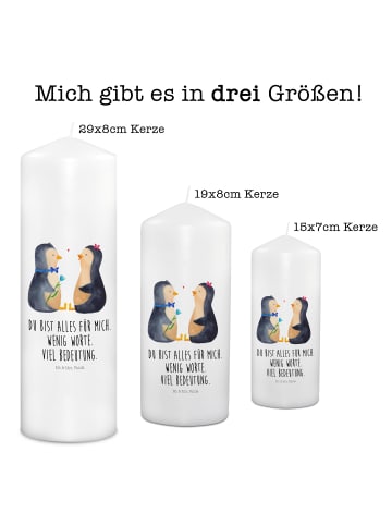 Mr. & Mrs. Panda Weihnachtskerze Pinguin Pärchen mit Spruch in Weiß