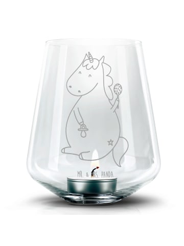 Mr. & Mrs. Panda Gravur Teelicht Einhorn Baby ohne Spruch in Transparent