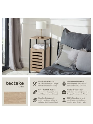 tectake Beistellschrank Durham 38,5 x 31,5 x 81 cm, Industrial Holz hell, Eiche Sonoma