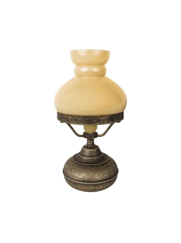 Licht-Erlebnisse Tischlampe Ø 13.5 x (H)24.5 cm in Bronze Antik matt Creme