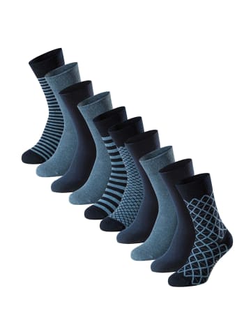 Schiesser Socken 10er Pack in Blau/gestreift/Blau/gemustert