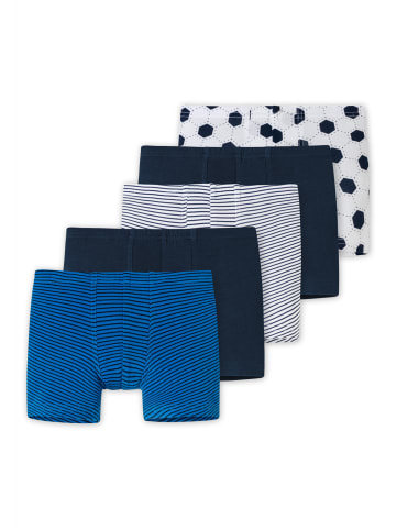 Schiesser Retro Short / Pant Kids Boys 95/5 Organic Cotton in Blau / Weiß gem. Fußball