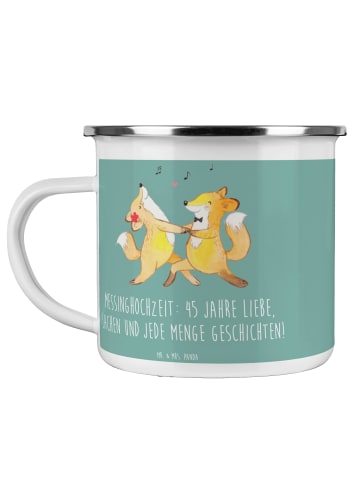 Mr. & Mrs. Panda Emaille Becher 45. Hochzeitstag Messinghochzeit... in Meeresbrise