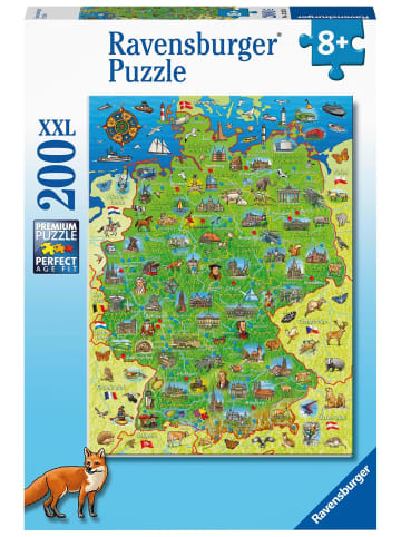 Ravensburger Ravensburger Kinderpuzzle - Bunte Deutschlandkarte - 200 Teile Puzzle für...