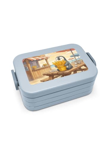 Mr. & Mrs. Panda Bentobox Pinguin Pommes Eimer Design ohne Spruch in Blau Pastell