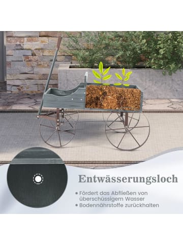 COSTWAY Blumenständer Holzwagen in Grau