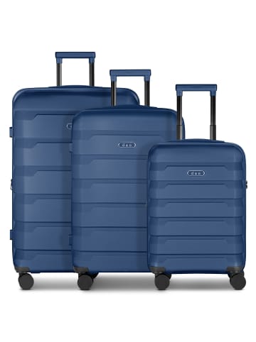 D&N South Dakota 4 Rollen Kofferset 3-teilig mit Dehnfalte in navy blue