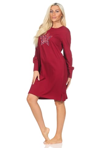 NORMANN langarm Nachthemd Bündchen Herz - 87562 in rot