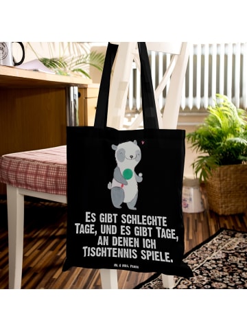 Mr. & Mrs. Panda Umhängetasche Panda Tischtennis mit Spruch in Schwarz