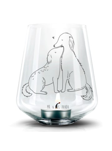 Mr. & Mrs. Panda Graviertes Windlicht Hunde Liebe ohne Spruch in Transparent