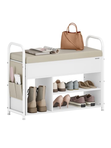 VASAGLE Schuhbank Colten in Wolkenweiß-Cappuccinobeige - (B)80.6 x (H)62.5 x (T)30 cm