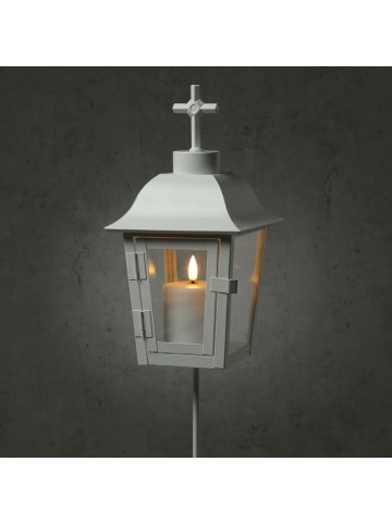 MARELIDA Laterne mit weißer Mini LED Kerze Grablaterne H: 51cm in weiß