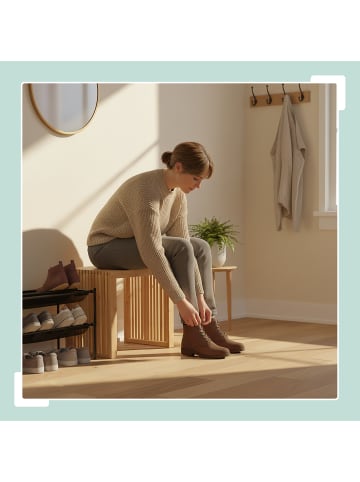 relaxdays Sitzbank in Natur - (B)45 x (H)43 x (T)33 cm