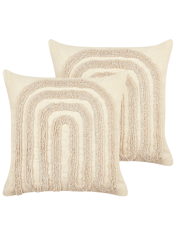 Beliani 2er-Set Dekokissen TATSOI in Beige