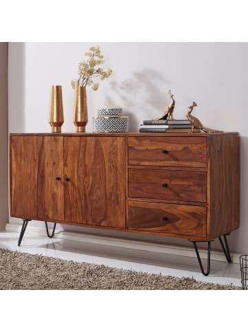 FineBuy Sideboard in Braun / Sheesham / 145x40x75