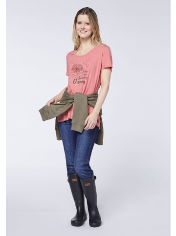 Gardena T-Shirt mit dezentem, floralem Frontprint in Pink