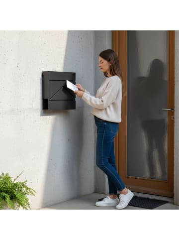 relaxdays Briefkasten in Schwarz - (B)37 x (H)37 x (T)11 cm