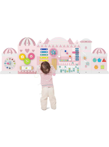 COSTWAY Montessori Motorikbrett 11-in-1 Busy Board ab 1 Jahr in Rosa