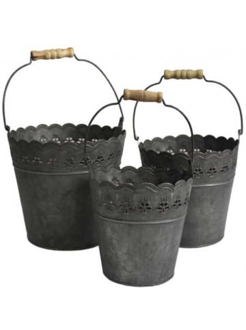 AltoBelli Eimer Set FELINI Zink mit Holzgriff 3er Set