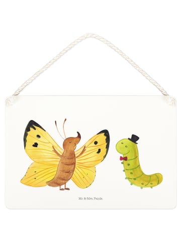 Mr. & Mrs. Panda Schild Raupe Schmetterling ohne Spruch in Weiß