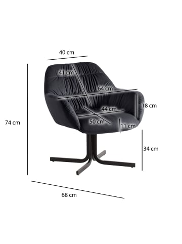 FineBuy Relaxsessel in Schwarz / Samt / 64x68x74