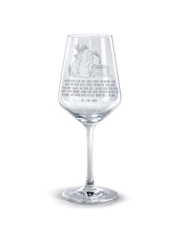Mr. & Mrs. Panda Rotwein Glas Igel Federschmuck mit Spruch in Transparent