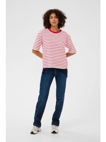Kaffe T-shirt KAwinny Loose fit in Chalk W. Red Stripes