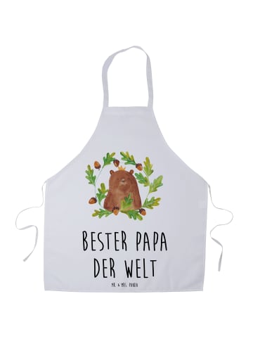 Mr. & Mrs. Panda Arbeitsschürze Bär König mit Spruch in Weiß