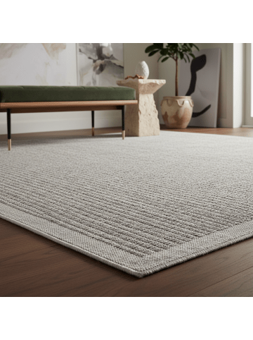 KADIMA DESIGN Teppich Outdoor Waschbar Einfarbig DAFNE Strapazierfähig OEKO-TEX in Grau