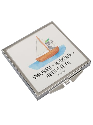 Mr. & Mrs. Panda Taschenspiegel Sommer Meer Glück mit Spruch in Weiß