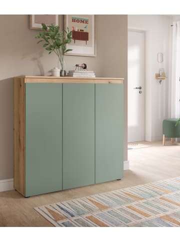 Inn.Furn Kommode grün, Evoke Eiche 105 x 11 cm, Anrichte mit 10 Fächern