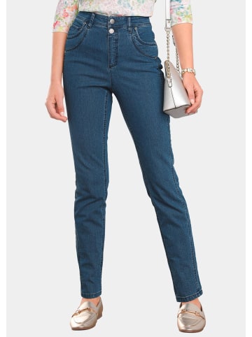 GOLDNER Jeanshose Figurschmeichelnde Jeans mit vorverlegter Seitennaht in dunkelblau