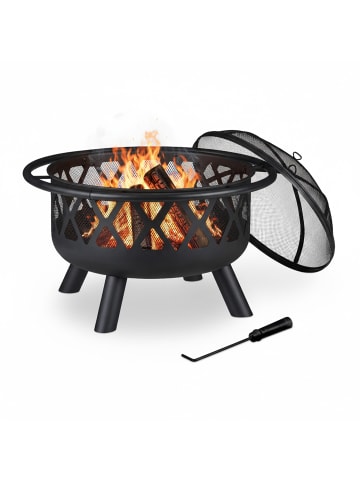 relaxdays Feuerschale in Schwarz - Ø 75 cm