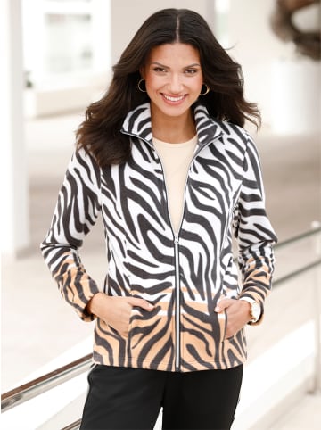 Sieh an! Fleece-Jacke in graphit-camel-bedruckt