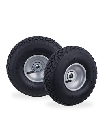 relaxdays 4x Sackkarrenrad in Schwarz-Grau - (H)85 x Ø260 mm
