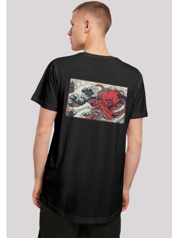 F4NT4STIC Long Cut T-Shirt Kanagawa Octopus in schwarz
