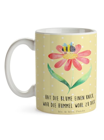 Mr. & Mrs. Panda Tasse Hummel Blume mit Spruch in Gelb Pastell