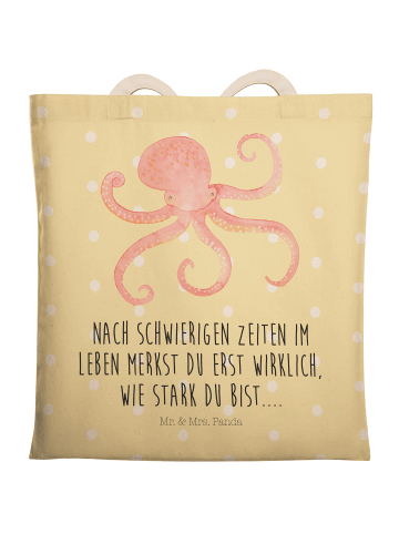 Mr. & Mrs. Panda Stoffbeutel Tintenfisch mit Spruch in Gelb Pastell