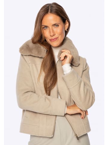 Wittchen Kurze Jacke mit abnehmbarem Kunstfell in Beige