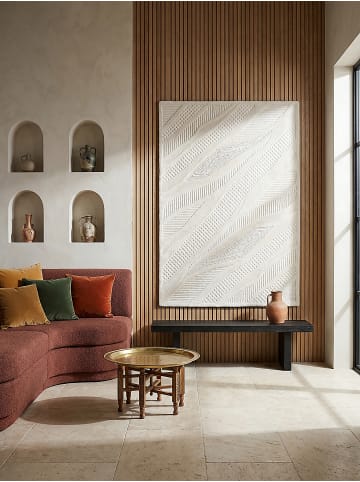 KADIMA DESIGN Wollteppich CARVE Abstract-Relief 91 % Wolle 14mm Mittelflor Cremeweiß 140x200cm in Natur