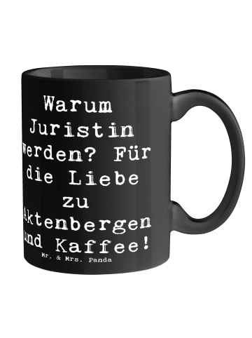 Mr. & Mrs. Panda Porzellantasse Spruch Juristin Liebe mit Spruch in Schwarz