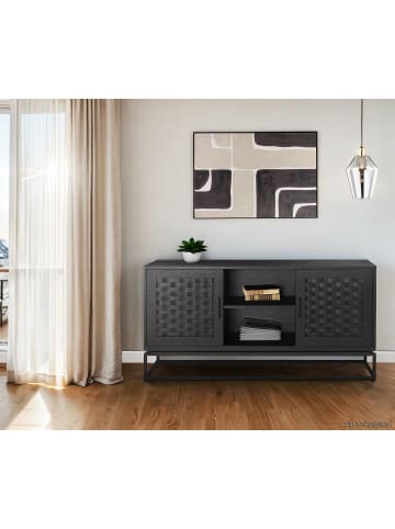 home24 Sideboard Hult mit 2 Türen in Pappel Schwarz