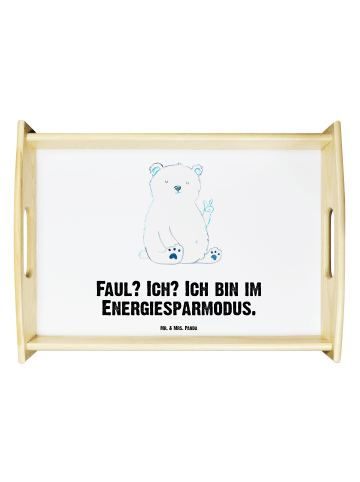 Mr. & Mrs. Panda Servier Tablett Eisbär Faul mit Spruch in Weiß