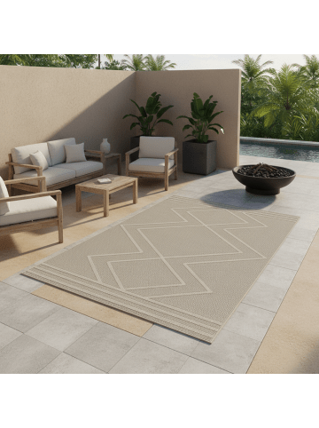 KADIMA DESIGN Teppich Outdoor Waschbar Boho IMST Strapazierfähig OEKO-TEX Balkon in Beige