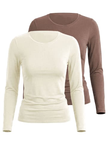 Nina von C. 2er Pack Langarm Shirt in champagner-noisette