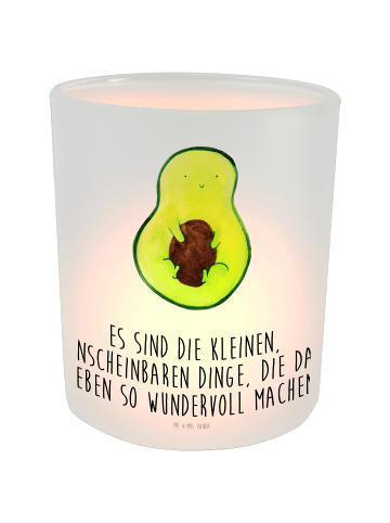 Mr. & Mrs. Panda Teelichthalter Avocado Kern mit Spruch in Transparent